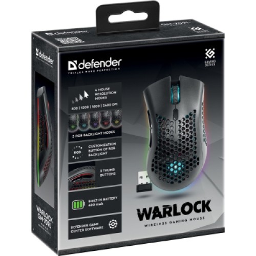 Мышка Defender Warlock GM-709L RGB Wireless Black (52709)