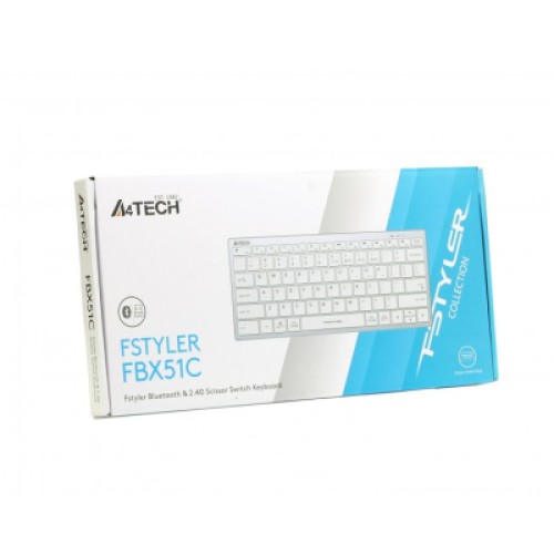 Клавиатура A4Tech FBX51C Wireless/Bluetooth White (FBX51C White)