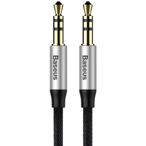 Кабель мультимедийный 3.5mm M/M 0.5m Yiven M30 black-silver Baseus (CAM30-AS1)