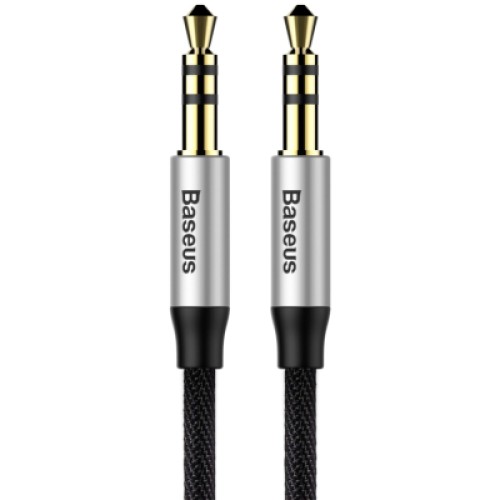 Кабель мультимедийный 3.5mm M/M 0.5m Yiven M30 black-silver Baseus (CAM30-AS1)