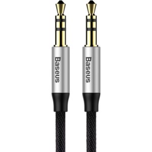 Кабель мультимедійний Jack 3.5mm Yiven M30 M/M 1.5m silver-black Baseus (CAM30-CS1)