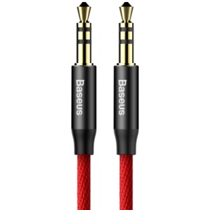Кабель мультимедийный Jack 3.5mm Yiven M30 M/M 1m red-black Baseus (CAM30-B91)