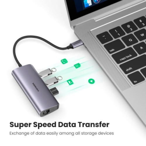 Концентратор Ugreen Type-C to 3хUSB 3.0 + RJ45 1000M Ethernet (60718)