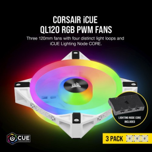 Кулер для корпуса Corsair QL Series, WHITE QL120 RGB (CO-9050104-WW) Кулер для корпуса Corsair QL Series, WHITE QL120 RGB (CO-9050104-WW)