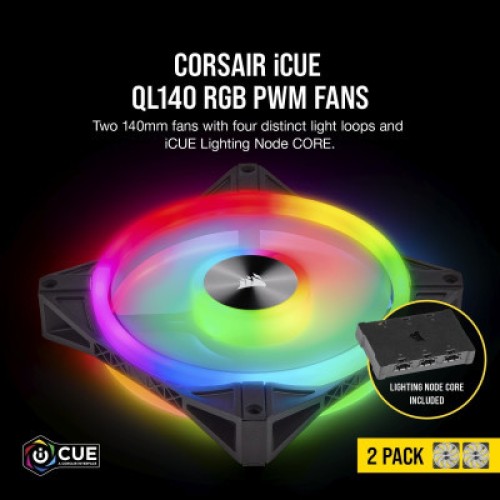 Кулер для корпуса Corsair QL Series, QL140 RGB, 140mm RGB LED Fan (CO-9050100-WW)