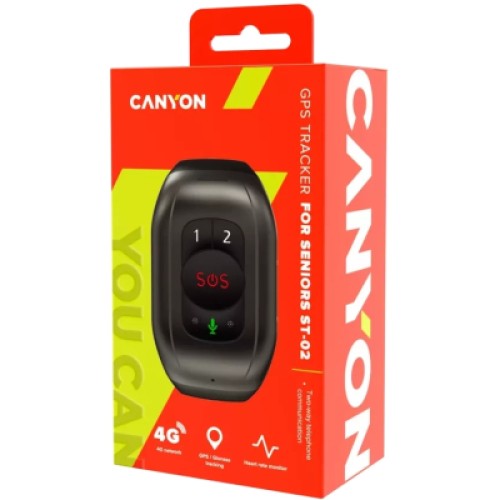 Фитнес браслет Canyon CNE-ST02BB для людей похилого віку з функцією SOS (CNE-ST02BB)