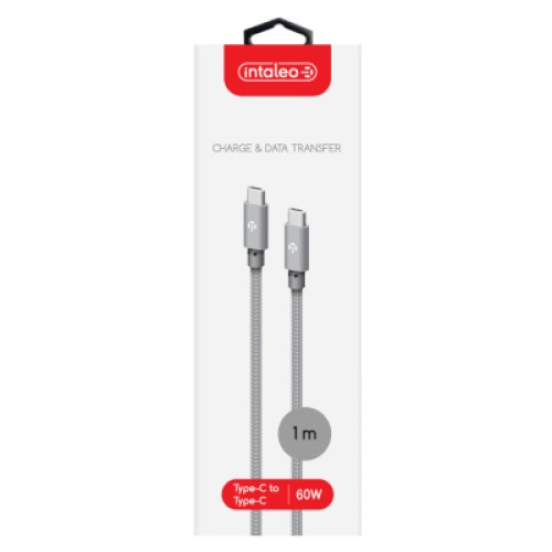 Дата кабель USB-C to USB-C 1.0m CBGNYTT1 60W Grey Intaleo (1283126559501)