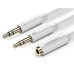 Кабель мультимедийный AUX 3.5mm TRRS to TRSx2 M/M 0.2m ABS Case AV140 White Ugreen (20897)