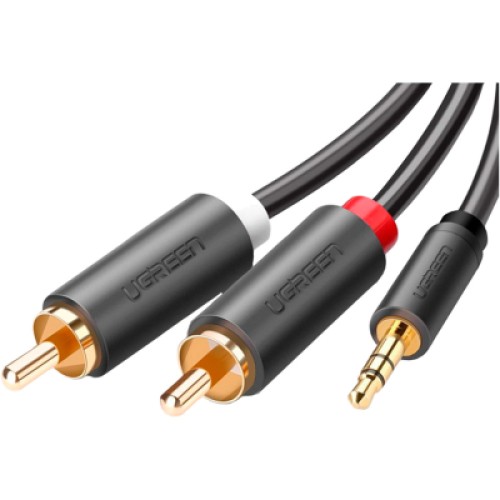 Кабель мультимедийный AUX 3.5mm TRS to RCAx2 M/M 1.0m AV102 Black Ugreen (10772)