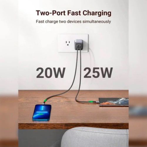 Зарядное устройство Ugreen 2xUSB 40W GAN (Type-C 25W+20W) PD CD294 (90573)