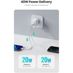 Зарядное устройство Ugreen 2xUSB 40W PD (2xType-C) PD CD243 White (10343)