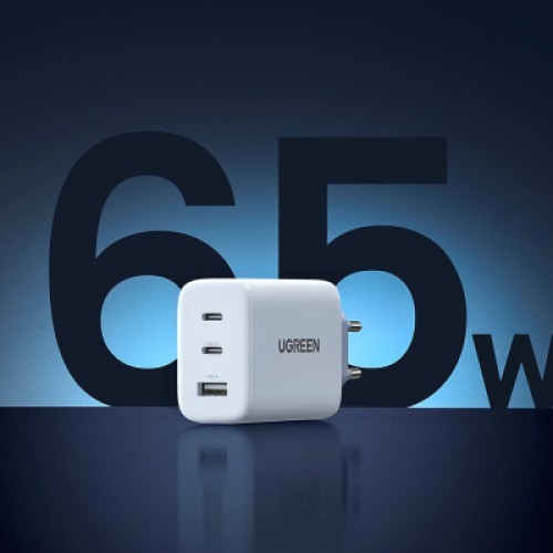 Зарядное устройство Ugreen 3xUSB 65W (2xType-C+USB QC3.0) Fast Charger White CD275 (90496)