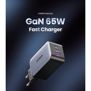 Зарядний пристрій Ugreen 3xUSB 65W GaN (2хUSB-C+USB-A) CD244 Grey (10335)