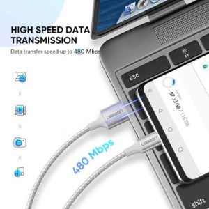 Дата кабель USB 2.0 AM to Type-C 1.5m 3.0A 18W US288 White Ugreen (60132)