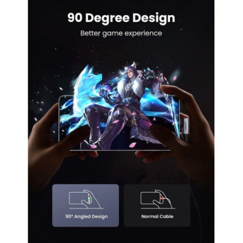 Дата кабель USB 3.0 AM to Type-C 1.0m 60W US385 90-degree Black Ugreen (20299)