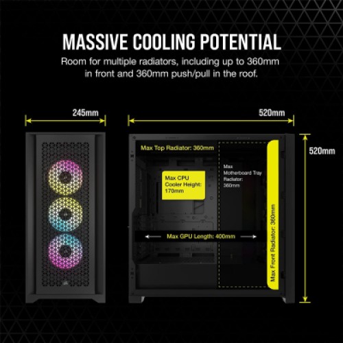 Корпус Corsair iCUE 5000D RGB AirFlow Tempered Glass Black (CC-9011242-WW) Корпус Corsair iCUE 5000D RGB AirFlow Tempered Glass Black (CC-9011242-WW)
