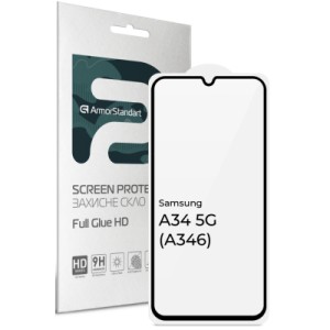 Стекло защитное Armorstandart Full Glue HD Samsung A34 5G (A346) Black (ARM66199)