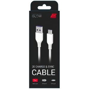 Дата кабель USB 2.0 AM to Type-C 1.0m Glow white 2E (2E-CCAC-WH_)