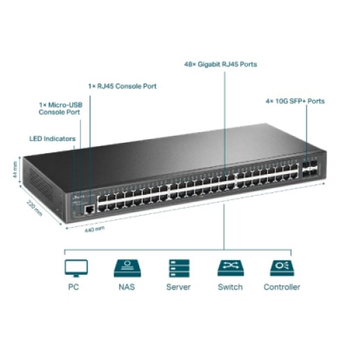Коммутатор сетевой TP-Link TL-SG3452X 48xGE 4x10GE/SFP+ L2 JetStream 19" 1U (TL-SG3452X)