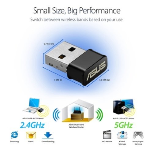 Сетевая карта Wi-Fi ASUS USB-AC53 (90IG03P0-BM0R10)