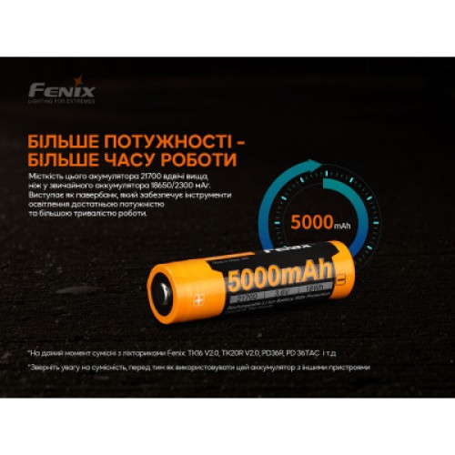 Аккумулятор Fenix 21700 V2.0 (ARB-L21-5000V20)