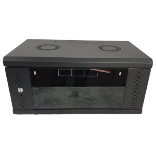 Шкаф настенный Eserver 4U 19" 600х350х284 (Ш*Г*В), стекло, чёрная (ES-Е435B)