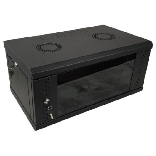 Шкаф настенный Eserver 4U 19" 600х350х284 (Ш*Г*В), стекло, чёрная (ES-Е435B)