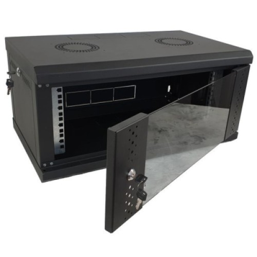 Шкаф настенный Eserver 4U 19" 600х350х284 (Ш*Г*В), стекло, чёрная (ES-Е435B)
