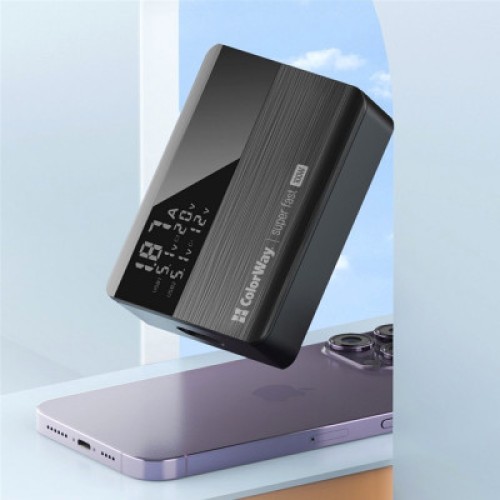 Зарядное устройство ColorWay Power Delivery GaN (2USB-A + 2USB TYPE-C) (100W) black (CW-CHS041PD-BK)