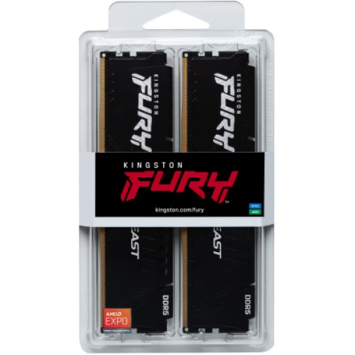 Модуль памяти для компьютера DDR5 64GB (2x32GB) 5200 MHz Beast Black Kingston Fury (ex.HyperX) (KF552C36BBEK2-64)