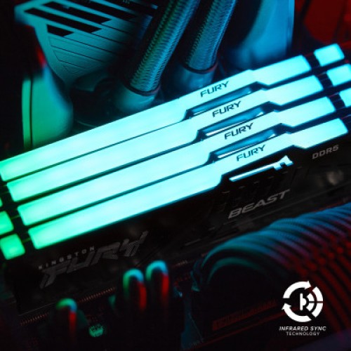 Модуль памяти для компьютера DDR5 64GB (2x32GB) 5200 MHz Beast RGB EXPO Kingston Fury (ex.HyperX) (KF552C36BBEAK2-64)