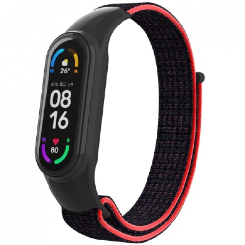 Ремешок для фитнес браслета Armorstandart нейлоновый для Xiaomi Mi Band 7/6/5/4 Black/Red (ARM67843)