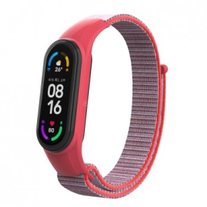 Ремешок для фитнес браслета Armorstandart нейлоновый для Xiaomi Mi Band 7/6/5/4 Grey/Red (ARM67853)