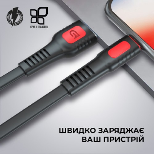 Дата кабель USB 2.0 AM to Micro 5P 1.0m AR15 2.4A black Armorstandart (ARM59535)