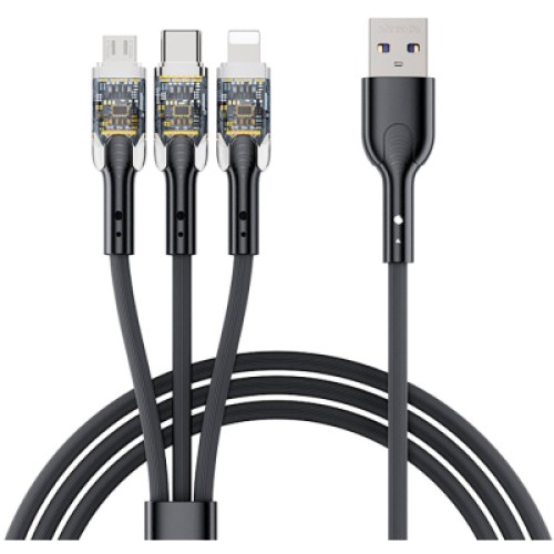 Дата кабель USB 2.0 AM to Lightning + Micro 5P + Type-C PD-B94th Black Proda (PD-B94th-BK)