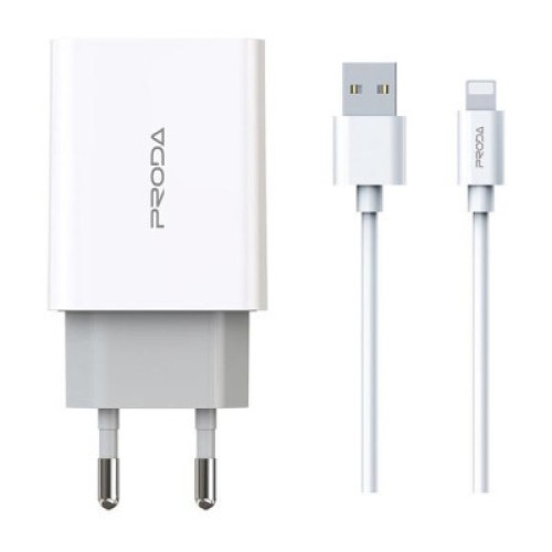 Зарядное устройство Proda PD-A28i 2хUSB 2.4A + USB Ligthtning 1.0m (PD-A28i-WH)