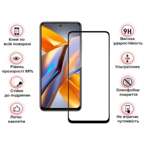 Стекло защитное BeCover Poco M5s Black (709252)