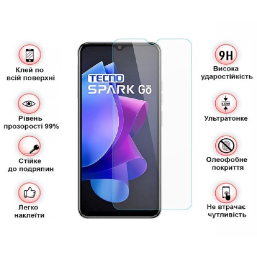 Стекло защитное BeCover Tecno Spark Go 2023 (BF7) 3D Crystal Clear Glass (709263)