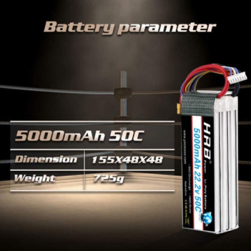 Аккумулятор для дрона HRB_ Lipo 6s 22.2V 5000mAh 50C XT60 (HR-5000MAH-6S-50C-XT60)