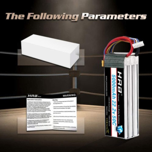 Аккумулятор для дрона HRB_ Lipo 6s 22.2V 5000mAh 50C XT60 (HR-5000MAH-6S-50C-XT60)