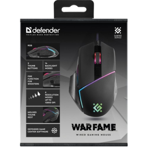 Мышка Defender Warfame GM-880L USB Black (52880)