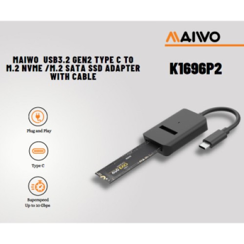 Карман внешний Maiwo M.2 NVMe/SATA SSD combo USB3.2 Gen2 Type-C (K1696P2)