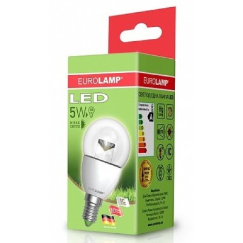 Лампочка Eurolamp G45 прозрачная 5W E14 3000K (LED-G45-05143(D)clear)