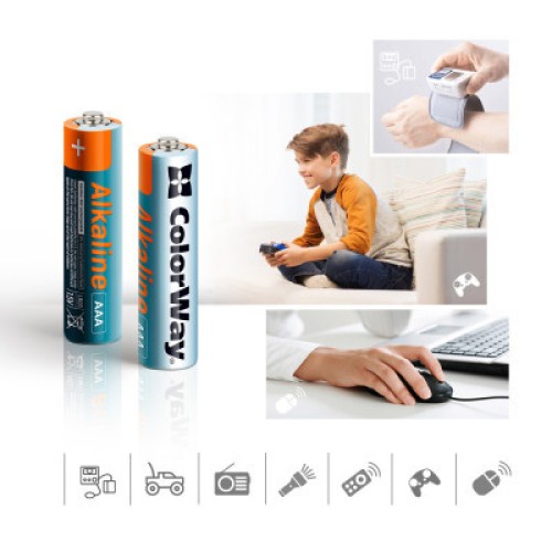 Батарейка ColorWay AAA LR6 Alkaline Power (щелочные) * 40 colour box (CW-BALR03-40CB)