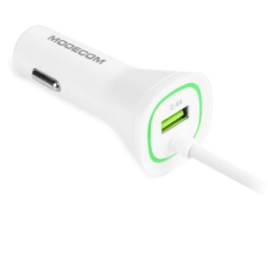 Зарядний пристрій Modecom 1xUSB 2.4A + cable Lightning Royal KULL-03 white (ZT-MC-KULL-03)