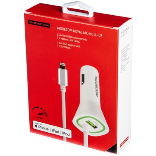 Зарядное устройство Modecom 1xUSB 2.4A + cable Lightning Royal KULL-03 white (ZT-MC-KULL-03)