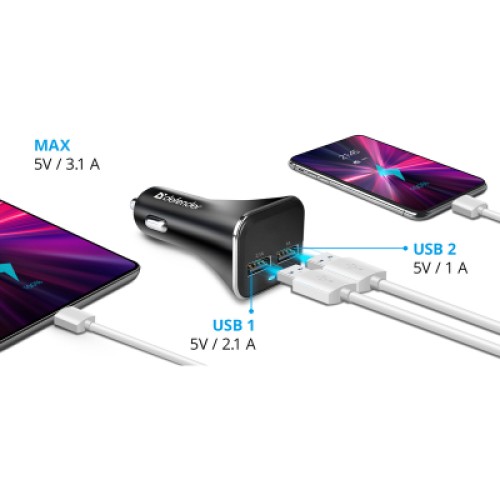 Зарядное устройство Defender 2xUSB 15W (2xUSB-A) UCA-31 5V/3.1A (83597)