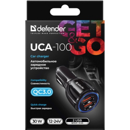 Зарядное устройство Defender 2xUSB 30W (2xUSB-A) QC3.0 3А UCA-100 (83833)