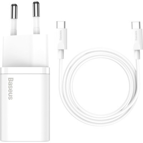 Зарядное устройство Baseus 1xUSB 25W (USB-C) + Cable Type-C white (TZCCSUP-L02)