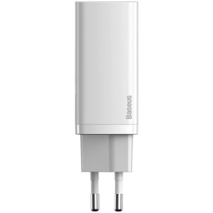 Зарядное устройство Baseus 2xUSB 65W GaN (USB-C+USB-A) white (CCGAN2L-B02)
